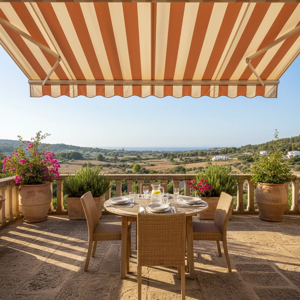 Awnings & Toldos setup on a Mediterranean terrace in Benisa, Costa Blanca