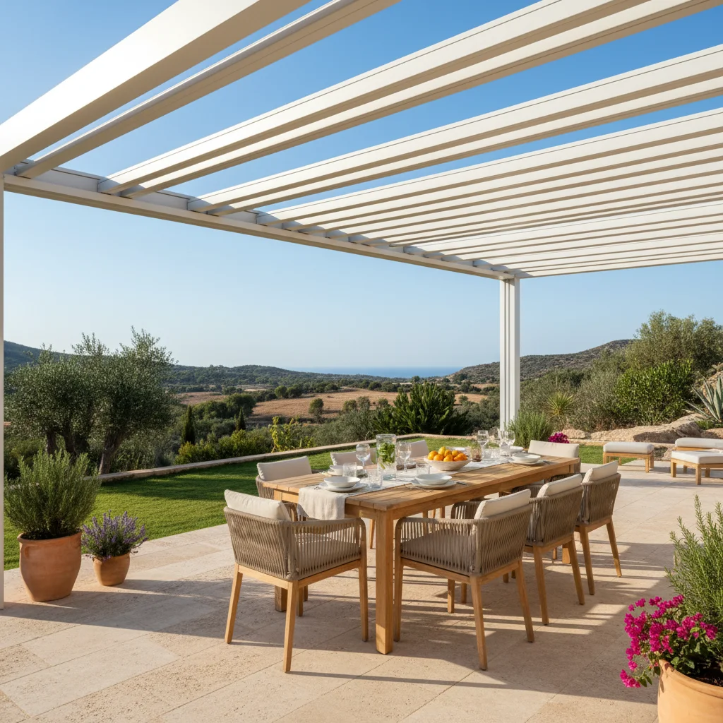 Bioclimatic Pergolas setup on a Mediterranean terrace in Benisa, Costa Blanca
