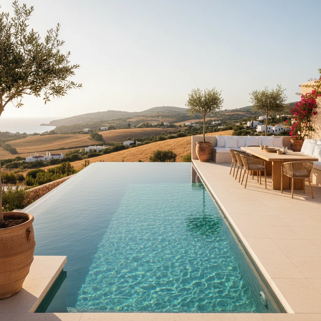 Swimming Pools setup on a Mediterranean terrace in Benisa, Costa Blanca