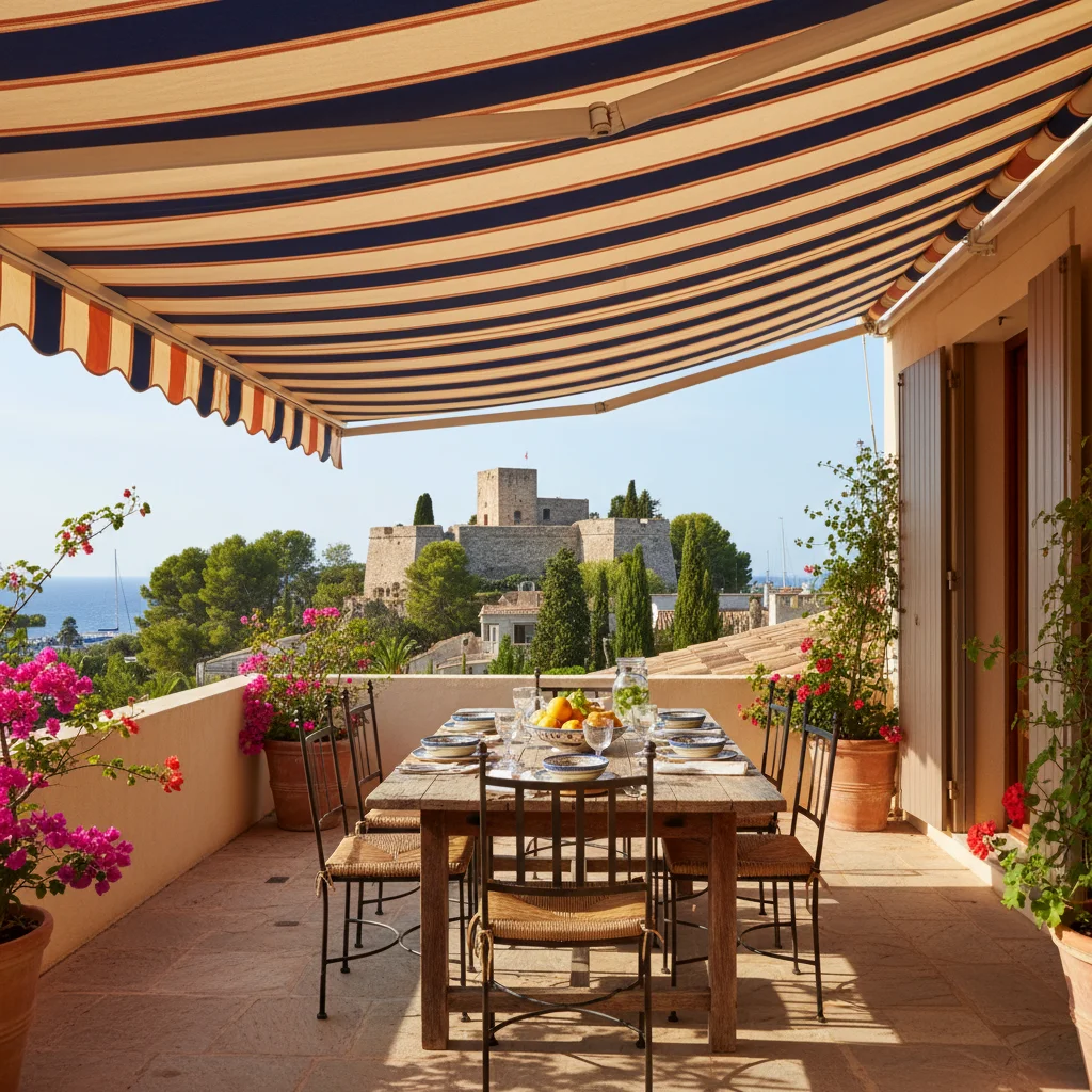 Awnings & Toldos setup on a Mediterranean terrace in Denia, Costa Blanca