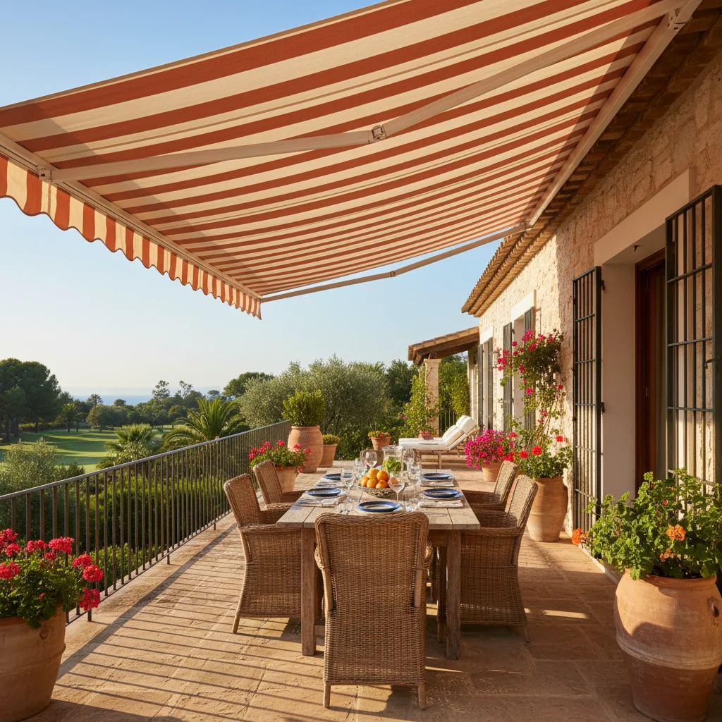 Awnings & Toldos setup on a Mediterranean terrace in Los Montesinos, Costa Blanca