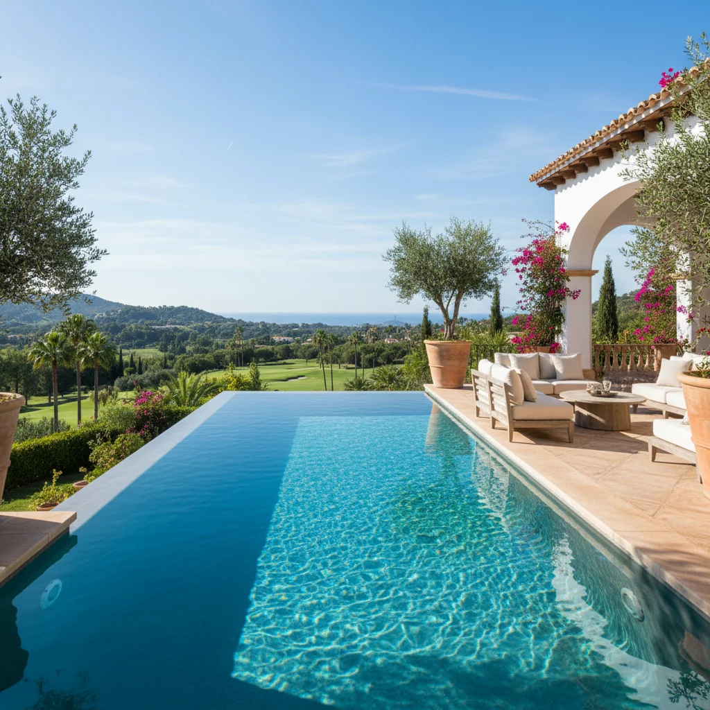 Swimming Pools setup on a Mediterranean terrace in Los Montesinos, Costa Blanca