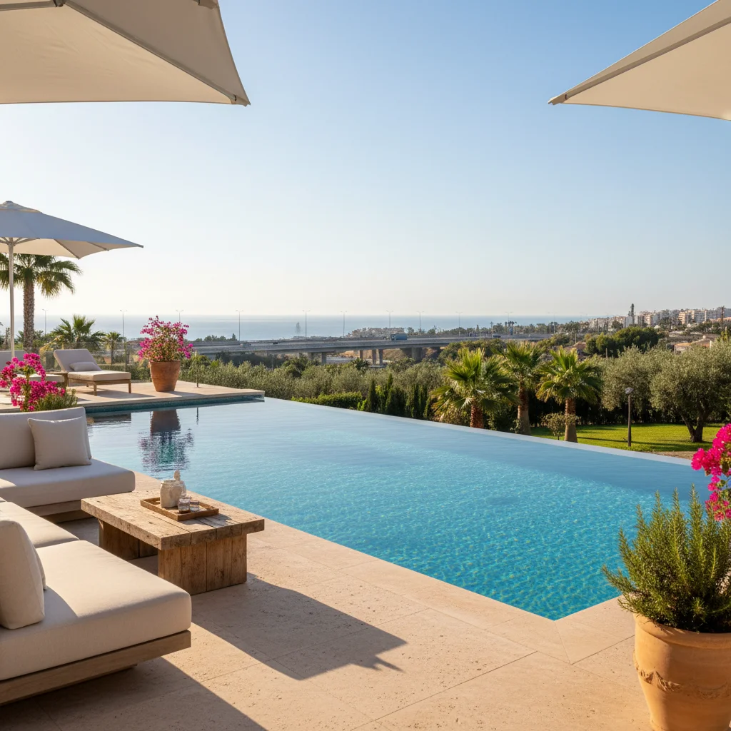 Swimming Pools setup on a Mediterranean terrace in Ondara, Costa Blanca