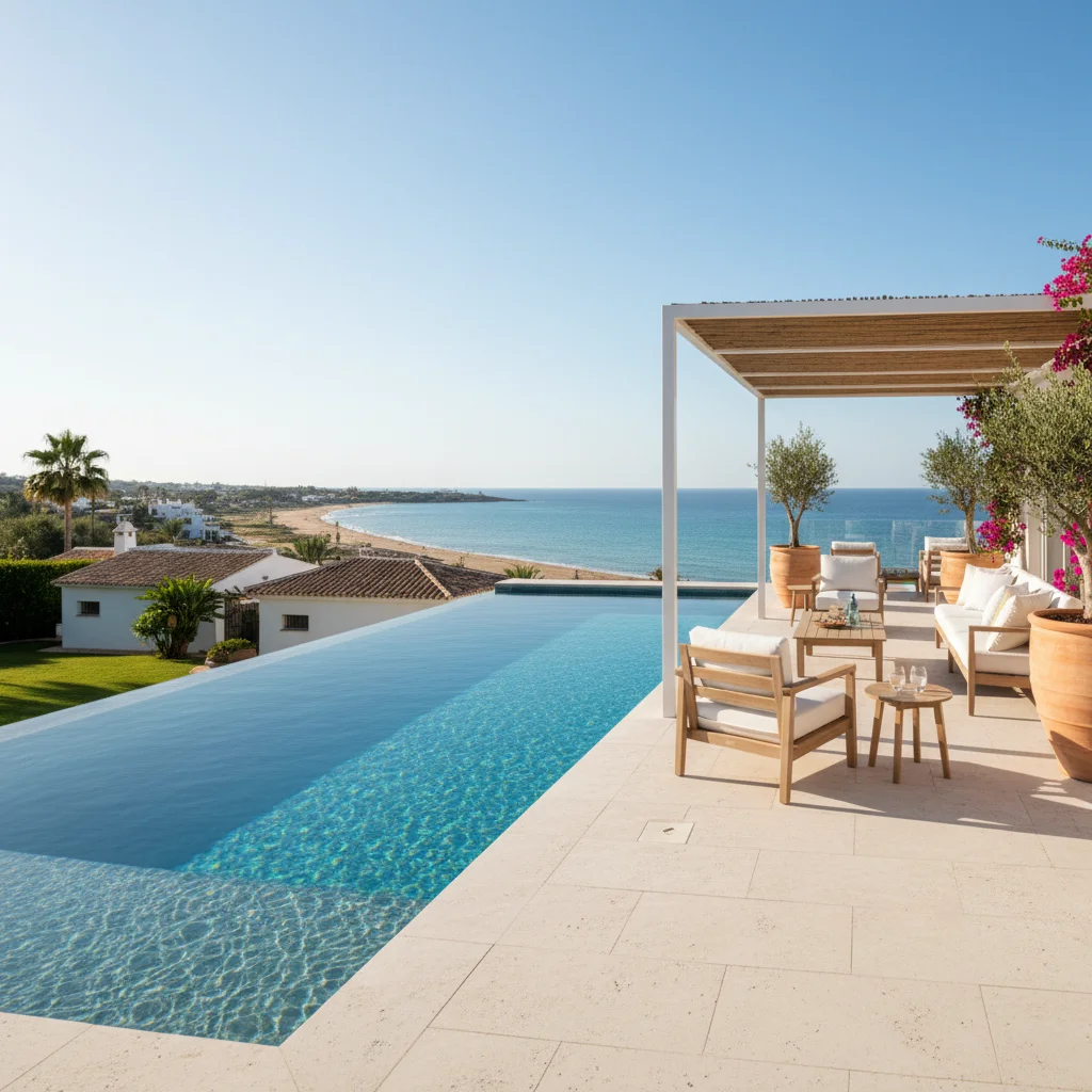 Swimming Pools setup on a Mediterranean terrace in Pilar de la Horadada, Costa Blanca