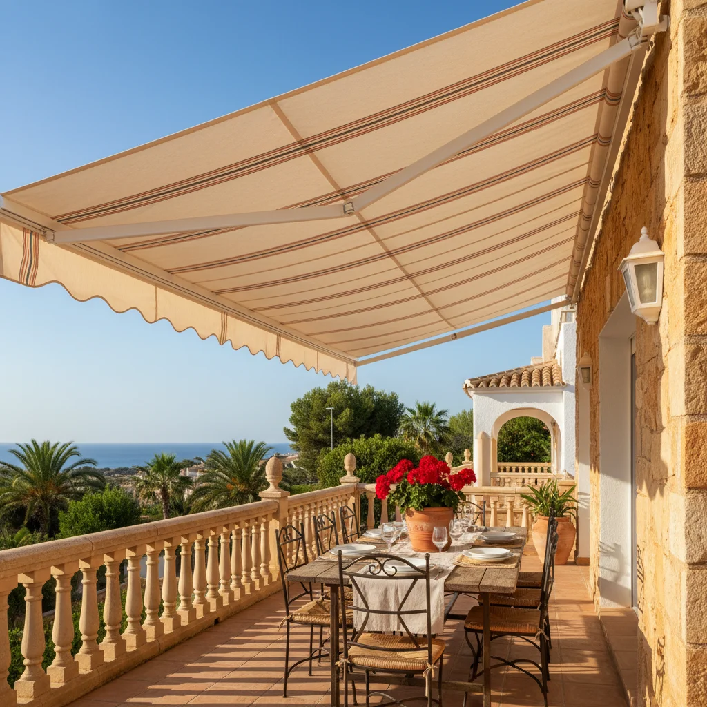 Awnings & Toldos setup on a Mediterranean terrace in San Fulgencio, Costa Blanca