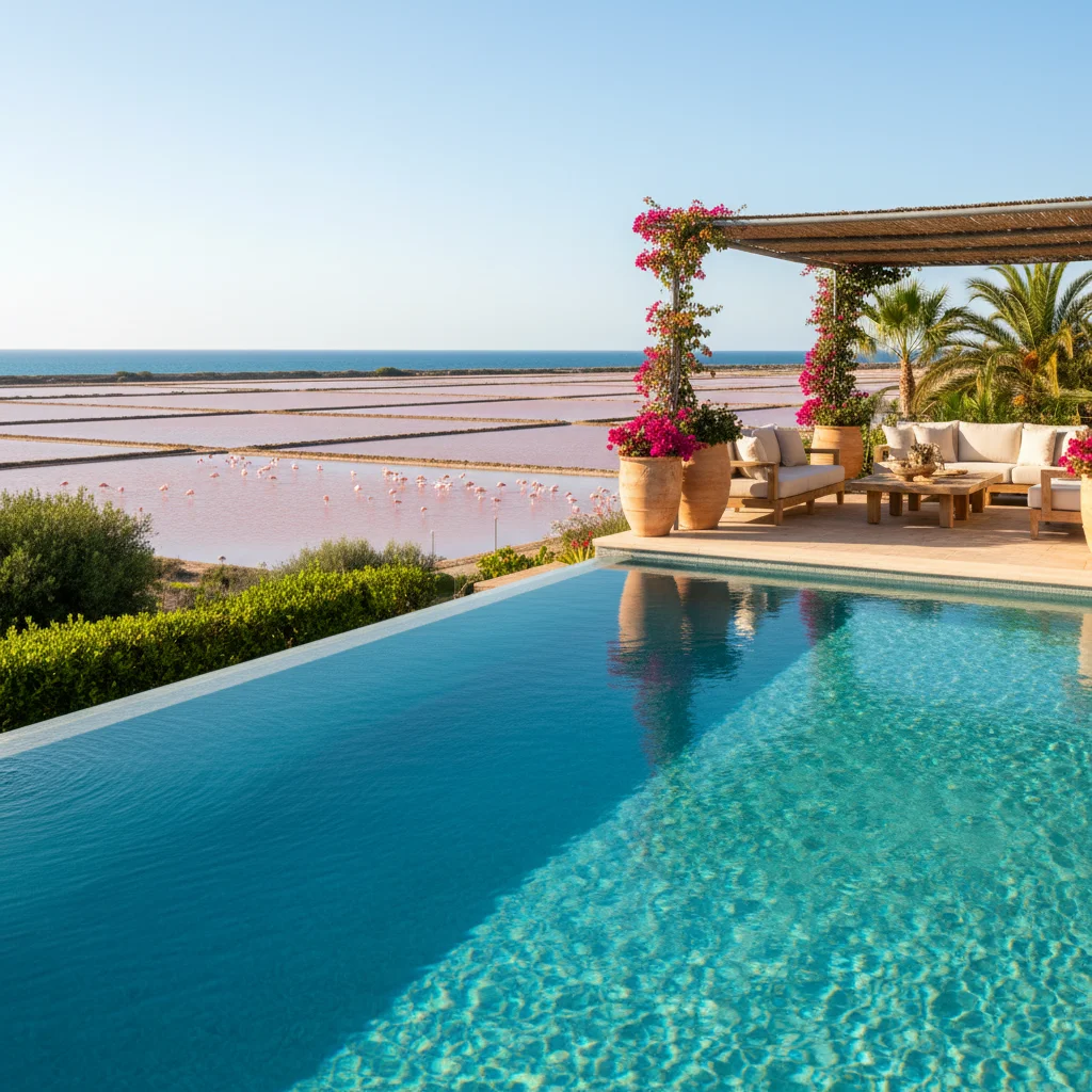 Swimming Pools setup on a Mediterranean terrace in Santa Pola, Costa Blanca