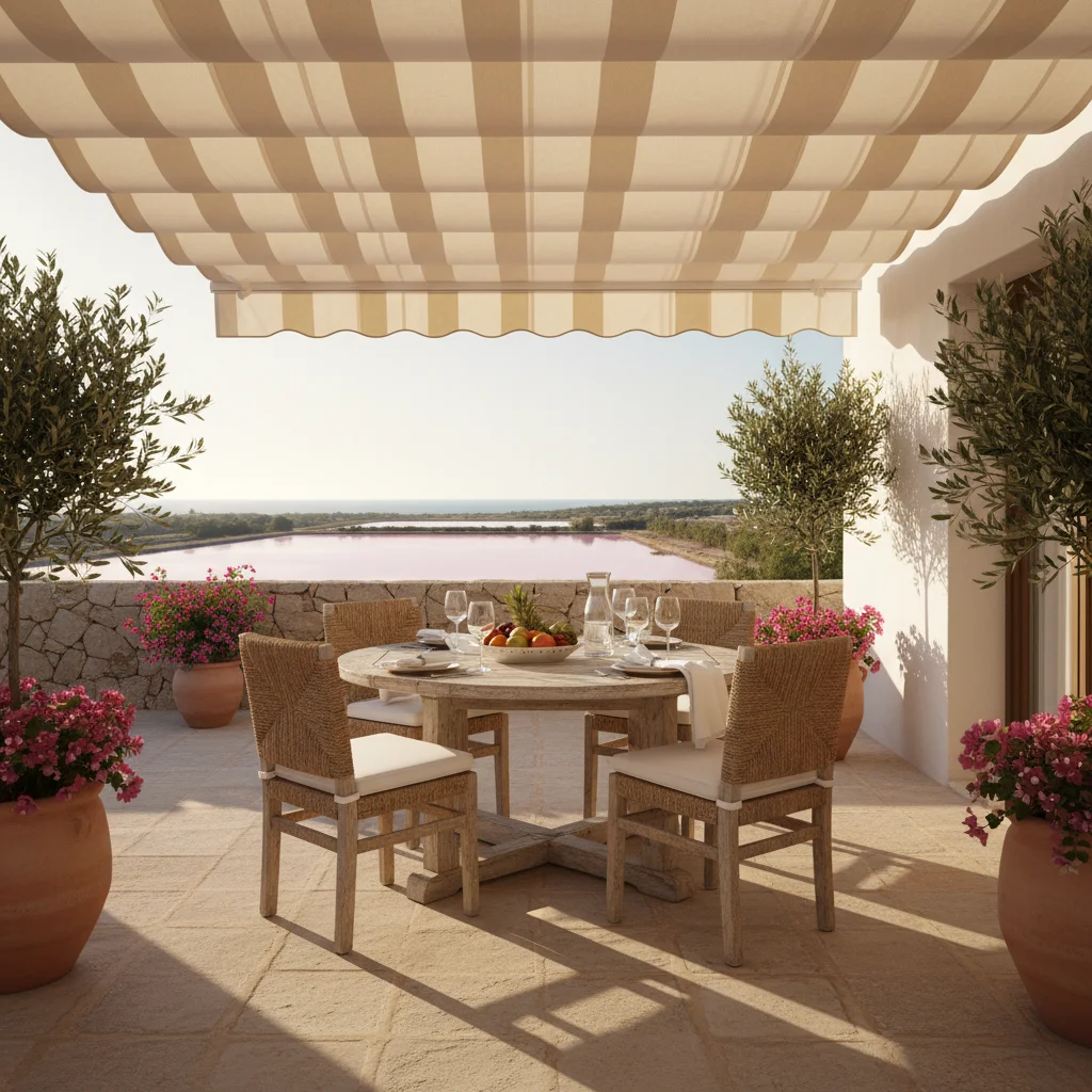 Awnings & Toldos setup on a Mediterranean terrace in Torrevieja, Costa Blanca